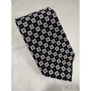 NWT Jos A Bank Mens Tie Exec Collection 100% Silk Black/Silver Squares 58"x3.5"